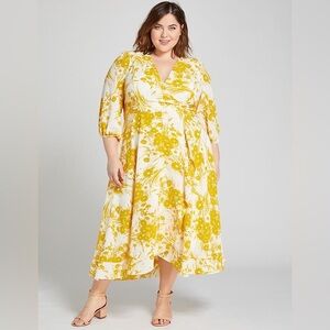 Lane Bryant Golden Yellow Faux Wrap Dress size 18